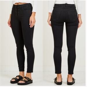 Mother High Waisted Lace Up Looker Jean In Not Guilty Black 26